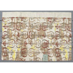 Mid-Century Modern Scalamandre Silks Sample Fabric Linen Henna Tan Floral 1960's